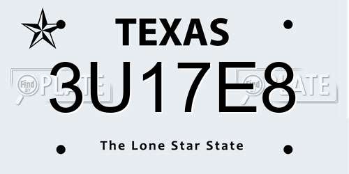 3U17E8 Texas License Plate