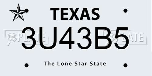 3U43B5 Texas License Plate