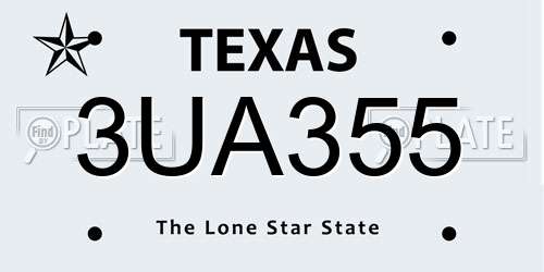 3UA355 Texas License Plate