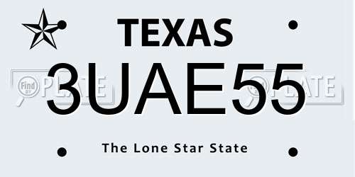3UAE55 Texas License Plate