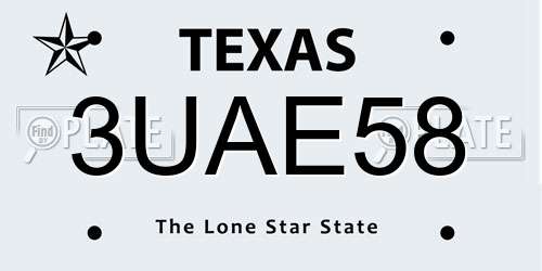 3UAE58 Texas License Plate