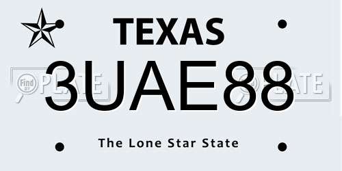 3UAE88 Texas License Plate