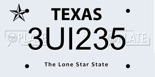 3UI235 Texas License Plate
