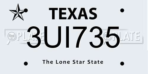 3UI735 Texas License Plate