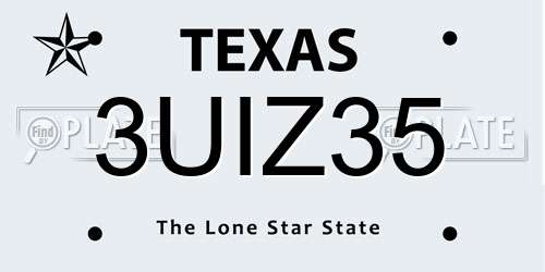 3UIZ35 Texas License Plate