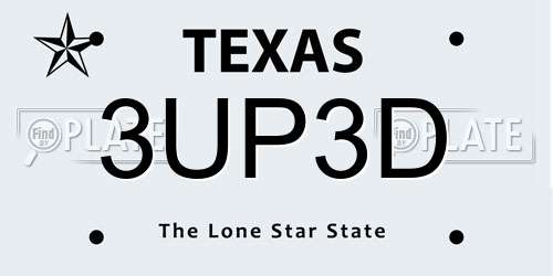 3UP3D Texas License Plate