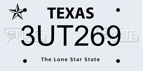 3UT269 Texas License Plate