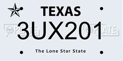 3UX201 Texas License Plate