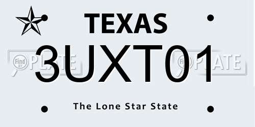 3UXT01 Texas License Plate