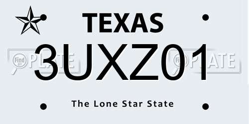 3UXZ01 Texas License Plate