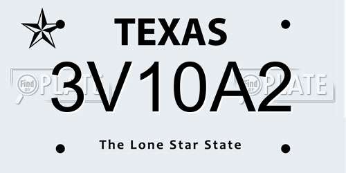 3V10A2 Texas License Plate