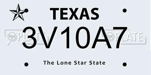 3V10A7 Texas License Plate