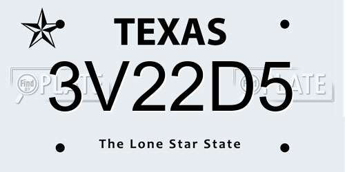 3V22D5 Texas License Plate