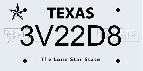 3V22D8 Texas License Plate