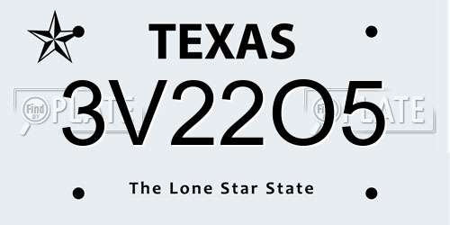 3V22O5 Texas License Plate