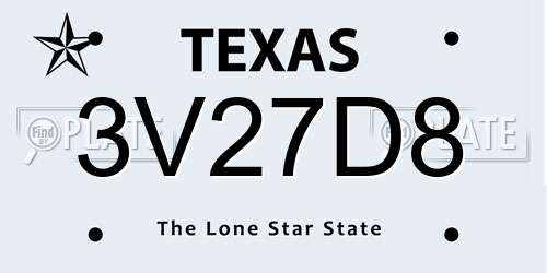 3V27D8 Texas License Plate