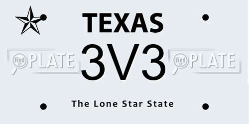 3V3 Texas License Plate