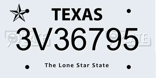 3V36795 Texas License Plate