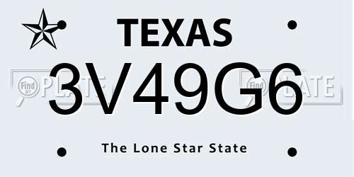 3V49G6 Texas License Plate