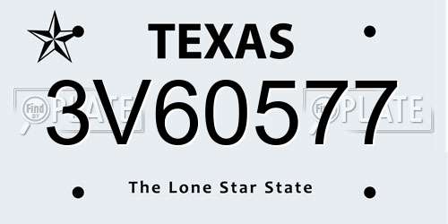 3V60577 Texas License Plate