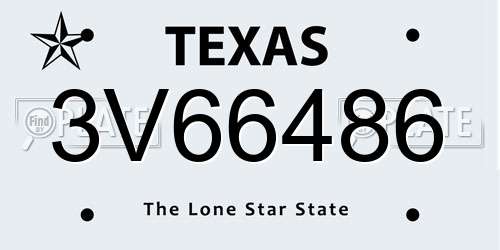 3V66486 Texas License Plate