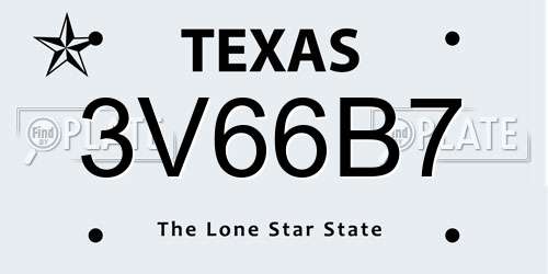 3V66B7 Texas License Plate