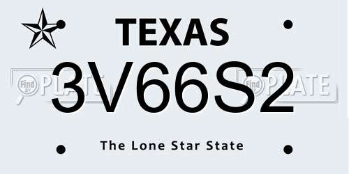 3V66S2 Texas License Plate