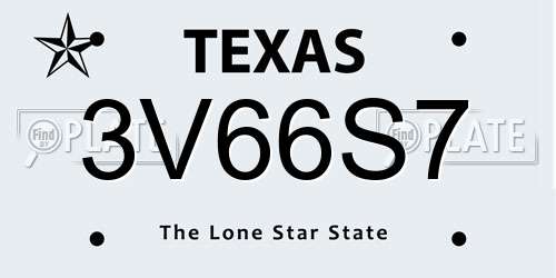 3V66S7 Texas License Plate
