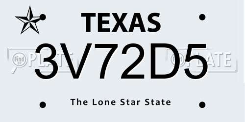 3V72D5 Texas License Plate