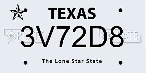 3V72D8 Texas License Plate