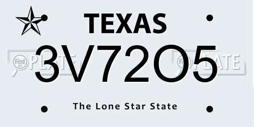 3V72O5 Texas License Plate