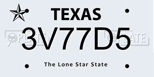 3V77D5 Texas License Plate