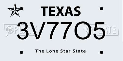3V77O5 Texas License Plate