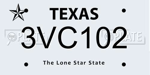 3VC102 Texas License Plate