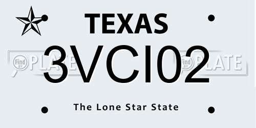 3VCI02 Texas License Plate