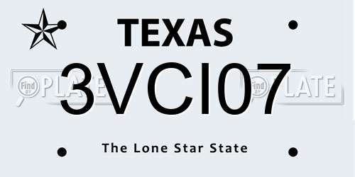 3VCI07 Texas License Plate