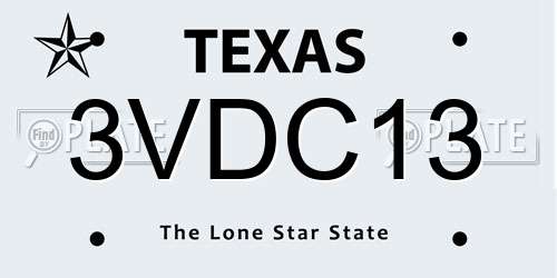 3VDC13 Texas License Plate