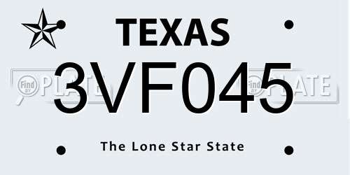 3VF045 Texas License Plate