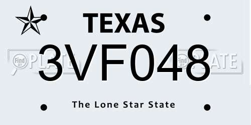 3VF048 Texas License Plate
