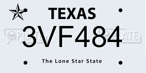 3VF484 Texas License Plate