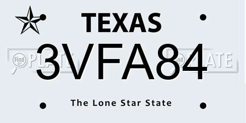 3VFA84 Texas License Plate