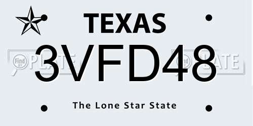 3VFD48 Texas License Plate