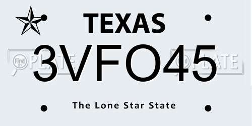 3VFO45 Texas License Plate
