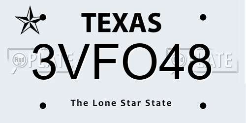 3VFO48 Texas License Plate