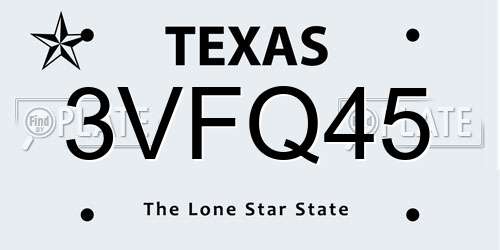 3VFQ45 Texas License Plate