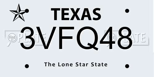 3VFQ48 Texas License Plate
