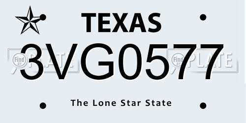 3VG0577 Texas License Plate