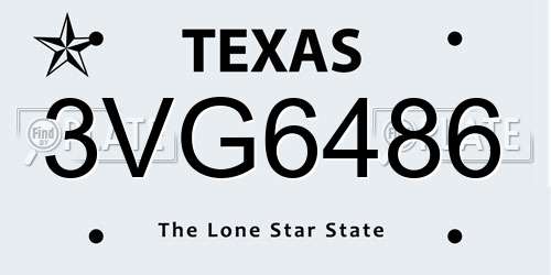 3VG6486 Texas License Plate