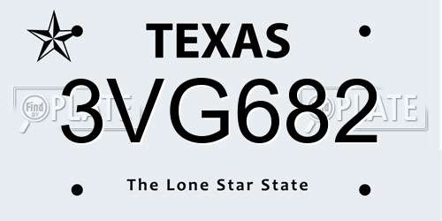 3VG682 Texas License Plate