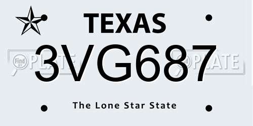 3VG687 Texas License Plate